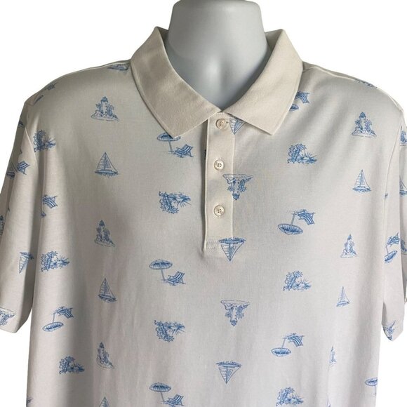 Tackle & Tides Coastal Print Polo Shirt Men's Size Large - Picture 6 of 10